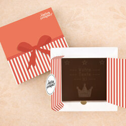 Carte � Croquer - Mod�le Couronne & Etoiles Chocolat Noir Coffret Mod�le Cadeau