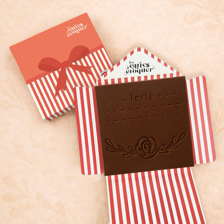 Carte � Croquer - Mod�le Rose vintage Chocolat Noir Enveloppe Mod�le Cadeau