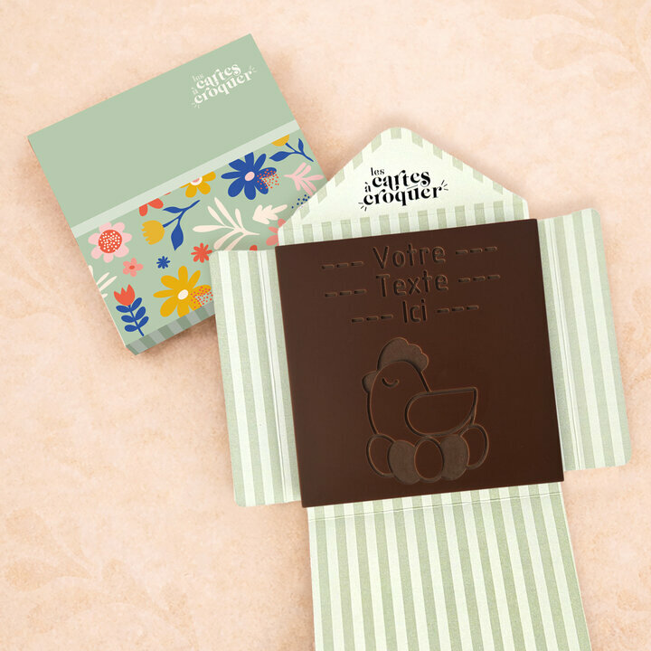 Carte � Croquer - Mod�le Poule Chocolat Noir Enveloppe Mod�le Fleurs