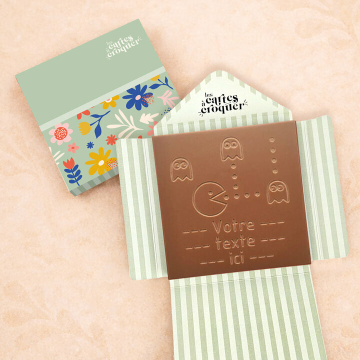 Carte � Croquer - Mod�le Pacman Chocolat Lait Enveloppe Mod�le Fleurs