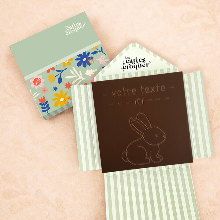Carte � Croquer - Mod�le Mon lapin Chocolat Noir Enveloppe Mod�le Fleurs
