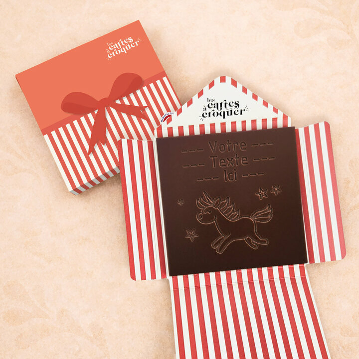 Carte � Croquer - Mod�le Licorne Chocolat Noir Enveloppe Mod�le Cadeau