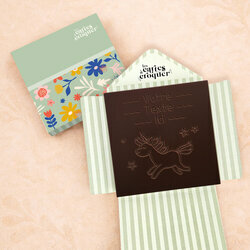 Carte � Croquer - Mod�le Licorne Chocolat Noir Enveloppe Mod�le Fleurs