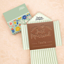 Carte � Croquer - Mod�le Just Married Chocolat Lait Enveloppe Mod�le Fleurs