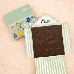Carte � Croquer - Mod�le Just Married Chocolat Noir Enveloppe Mod�le Fleurs