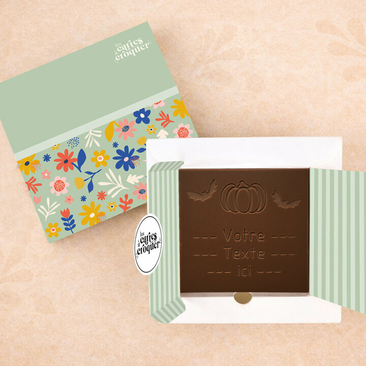 Carte � Croquer - Mod�le Citrouille d'Halloween Chocolat Noir Coffret Mod�le Fleurs