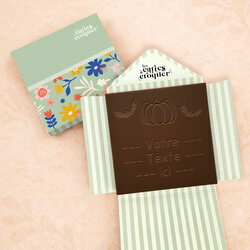 Carte � Croquer - Mod�le Citrouille d'Halloween Chocolat Noir Enveloppe Mod�le Fleurs