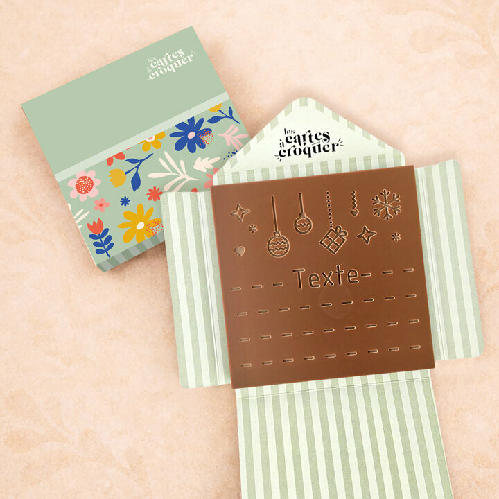 Carte à Croquer - Modèle Joyeuses Fêtes Carte à Croquer - Modèle Joyeuses Fêtes Chocolat Chocolat Lait Enveloppe Modèle Fleurs