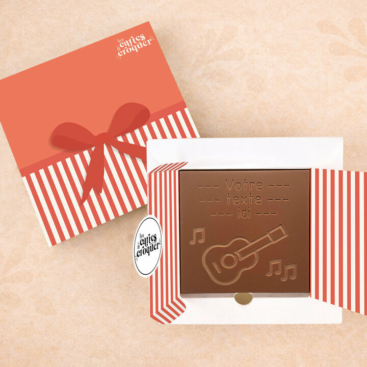 Carte � Croquer - Mod�le Guitare Chocolat Lait Coffret Mod�le Cadeau