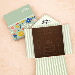 Carte � Croquer - Mod�le G�teau d'anniversaire Chocolat Noir Enveloppe Mod�le Fleurs