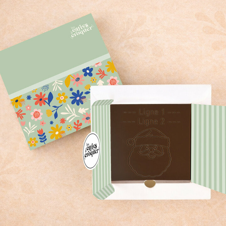 Carte � Croquer - Mod�le Papa No�l Chocolat Noir Coffret Mod�le Fleurs