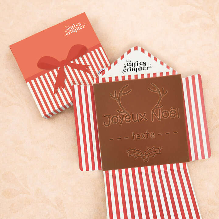 Carte � Croquer - Mod�le Bois de Rennes Chocolat Lait Enveloppe Cadeau