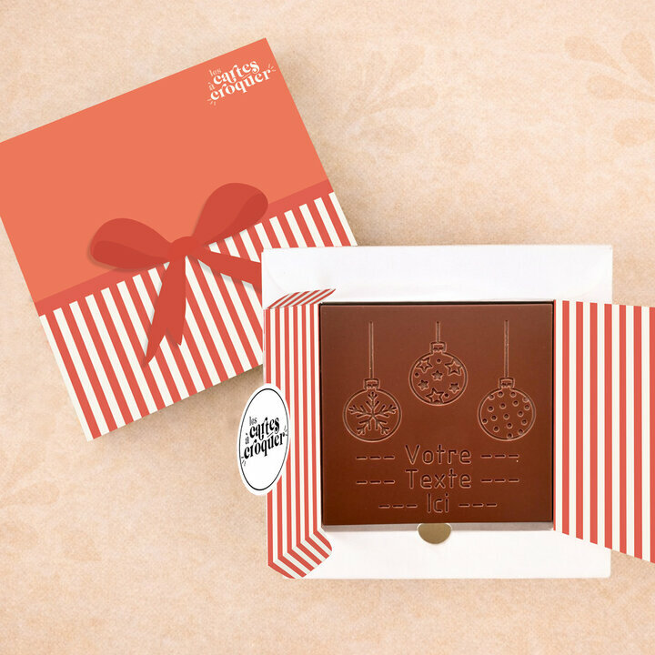 Carte � Croquer - Mod�le Boules de No�l Chocolat Lait Coffret Mod�le Cadeau