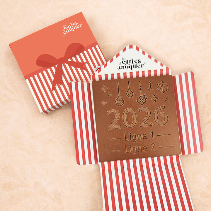 Carte � Croquer - Mod�le Nouvel An Chocolat Lait Enveloppe Mod�le Cadeau