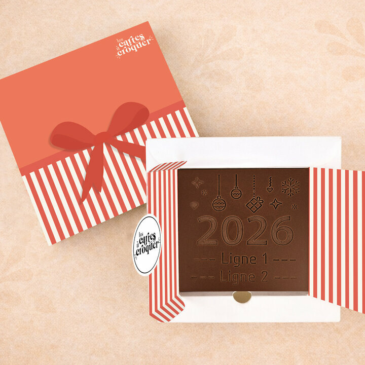 Carte � Croquer - Mod�le Nouvel An Chocolat Noir Coffret Mod�le Noeud