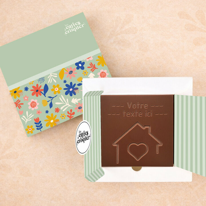 Carte � Croquer - Maison de coeur Chocolat Lait Coffret Fleurs