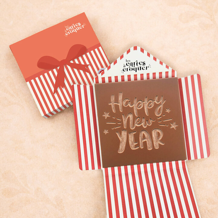 Prête à Croquer - Modèle Happy New Year Prête à Croquer - Modèle Happy New Year Chocolat Lait Enveloppe Cadeau
