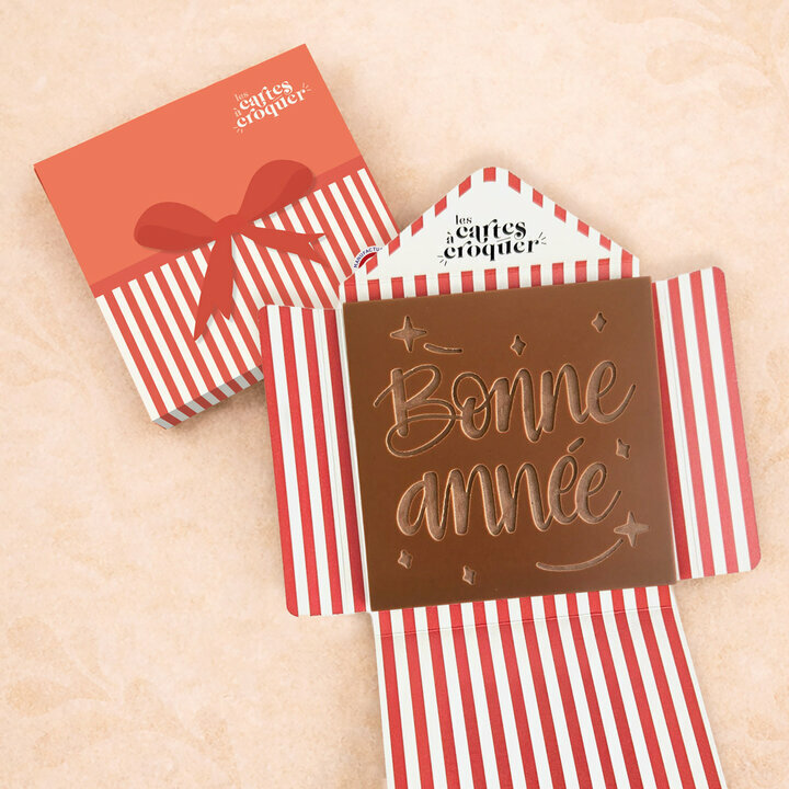 Pr�te � Croquer - Mod�le Bonne Ann�e Chocolat Lait Enveloppe Cadeau