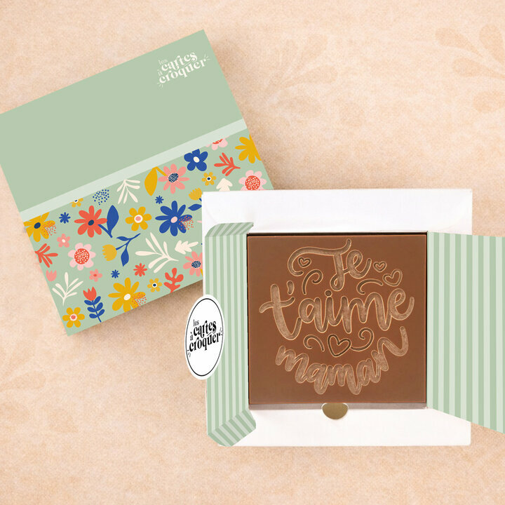 Prête à Croquer - Modèle Je t'aime Maman Prête à Croquer - Modèle Je t'aime Maman Chocolat Lait Coffret Fleurs