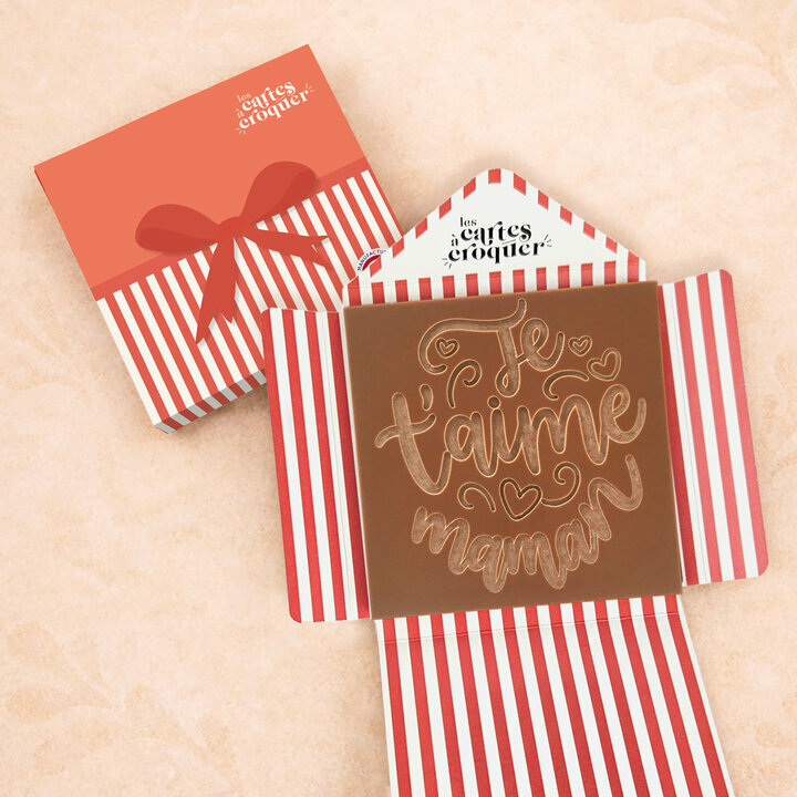 Prête à Croquer - Modèle Je t'aime Maman Prête à Croquer - Modèle Je t'aime Maman Chocolat Lait Enveloppe Cadeau