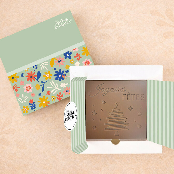 Pr�te � Croquer - Mod�le Joyeuses F�tes Chocolat Lait Coffret Fleurs