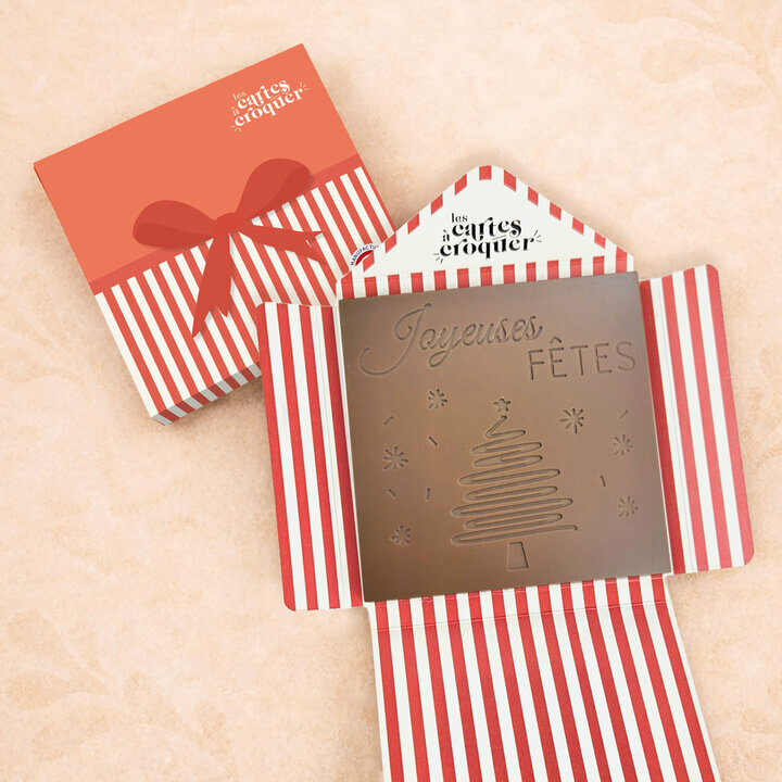 Pr�te � Croquer - Mod�le Joyeuses F�tes Chocolat Lait Enveloppe Cadeau