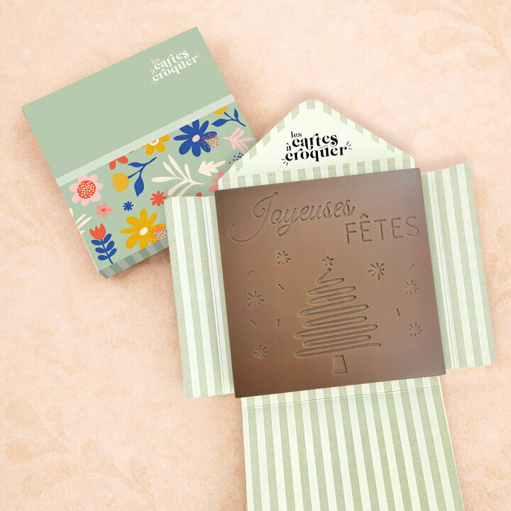 Pr�te � Croquer - Mod�le Joyeuses F�tes Chocolat Lait Enveloppe Fleurs