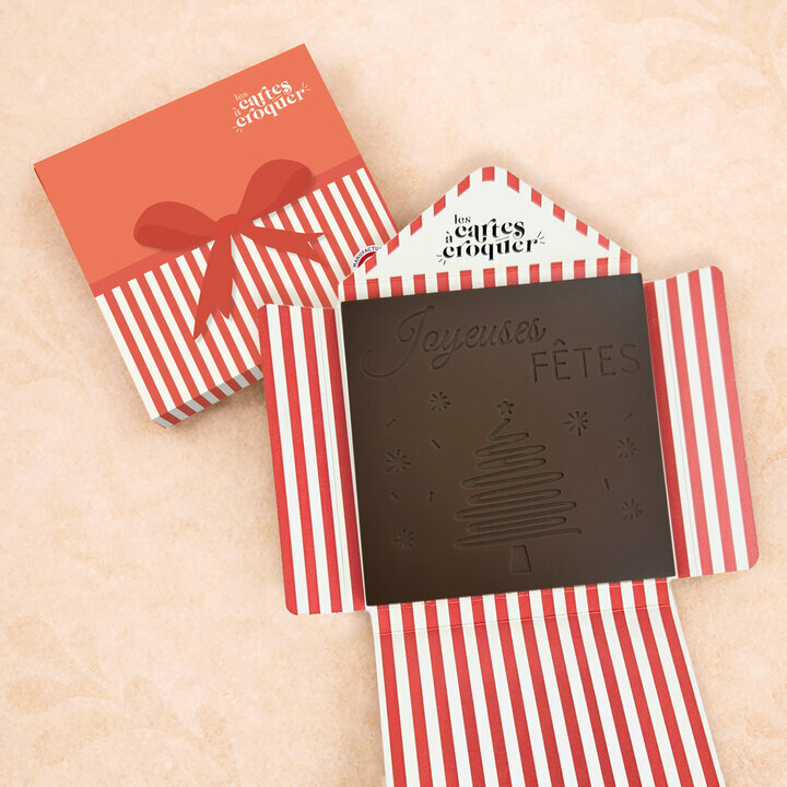 Pr�te � Croquer - Mod�le Joyeuses F�tes Chocolat Noir Enveloppe Cadeau