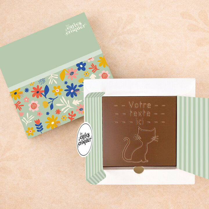 Carte � Croquer - Mod�le Chat Chocolat Lait Coffret Mod�le Fleurs