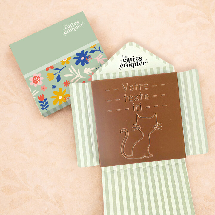 Carte � Croquer - Mod�le Chat Chocolat Lait Enveloppe Mod�le Fleurs