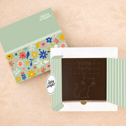 Carte � Croquer - Mod�le Chat Chocolat Noir Coffret Mod�le Fleurs