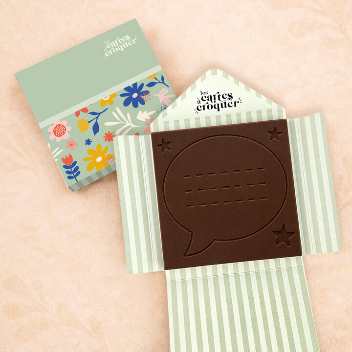 Carte � Croquer - Mod�le Bulle de Texte Etoiles Chocolat Noir Enveloppe Mod�le Fleurs