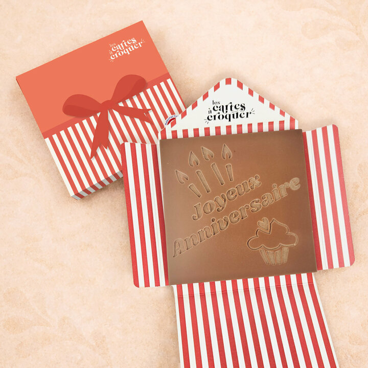 Prête à Croquer - Modèle Joyeux Anniversaire Prête à Croquer - Modèle Joyeux Anniversaire Chocolat Lait Enveloppe Modèle Cadeau