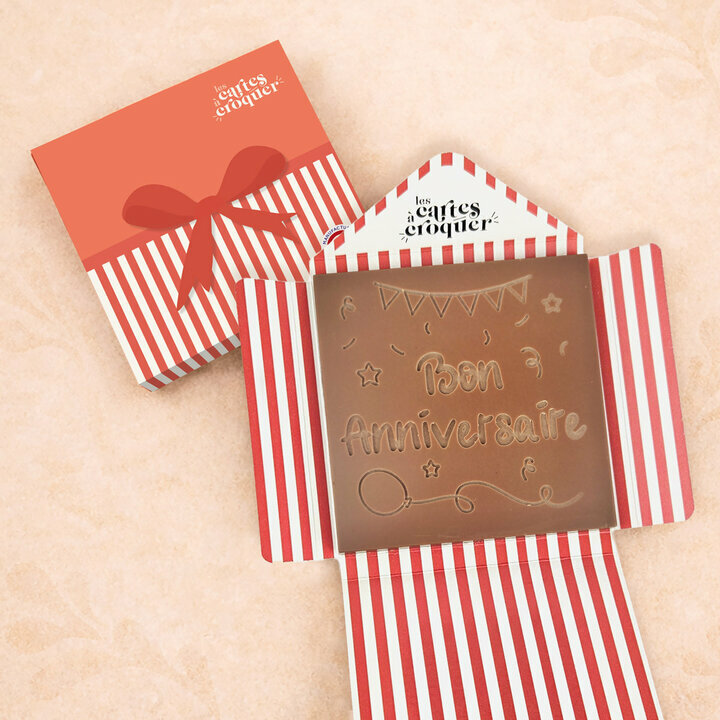 Pr�te � Croquer - Mod�le Bon Anniversaire Chocolat Lait Enveloppe Mod�le Cadeau