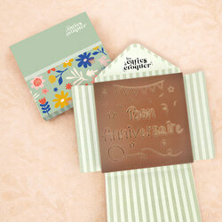 Pr�te � Croquer - Mod�le Bon Anniversaire Chocolat Lait Enveloppe Mod�le Fleurs