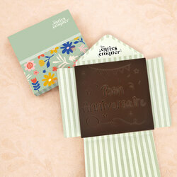 Pr�te � Croquer - Mod�le Bon Anniversaire Chocolat Noir Enveloppe Mod�le Fleurs