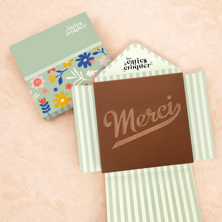 Pr�te � Croquer - Mod�le Merci Chocolat Lait Enveloppe Mod�le Fleurs