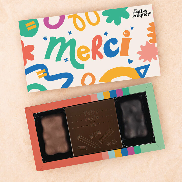 Coffret Douceur Chocolat - Collection Fin d'ann�e scolaire Carte � Croquer Chocolat Noir