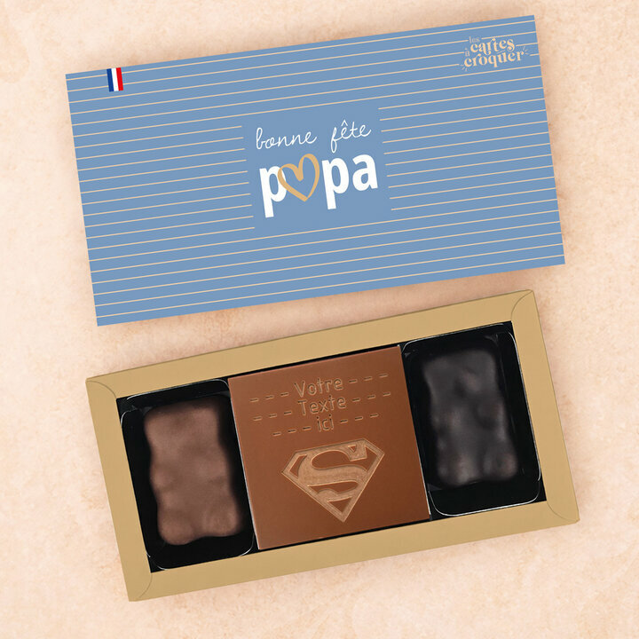 Coffret Douceur Chocolat - Collection F�te des P�res Carte � croquer Super en chocolat Lait