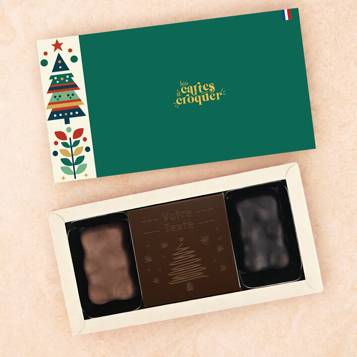Coffret Douceur Chocolat - Collection No�l Carte � Croquer Mod�le Sapin Chocolat Noir